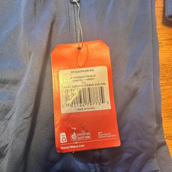The North Face Men’s Takeback Track Jacket Full-Zip Blue Sweatshirt Size XXL